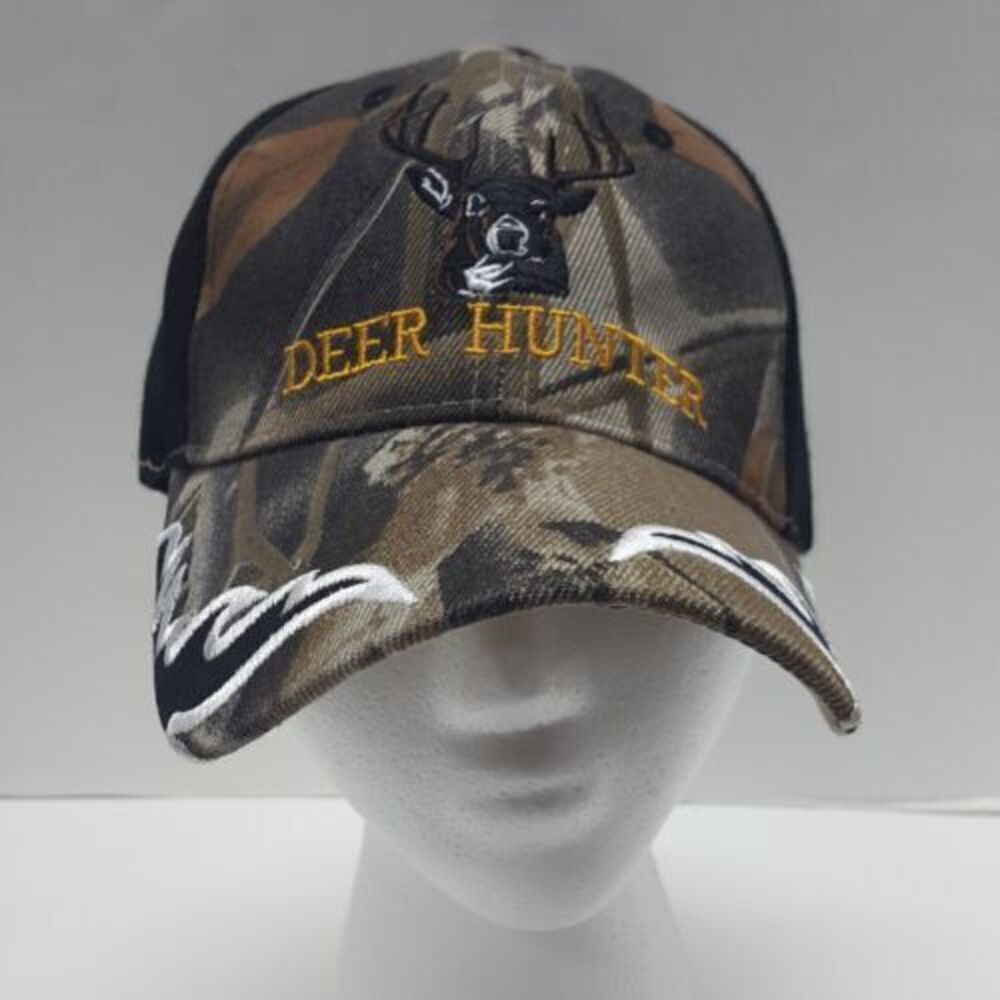 Camouflage Hat Deer Hunter Deer Black Cap Strapback One Size